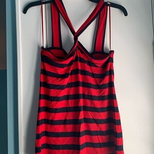 Red and blue striped top